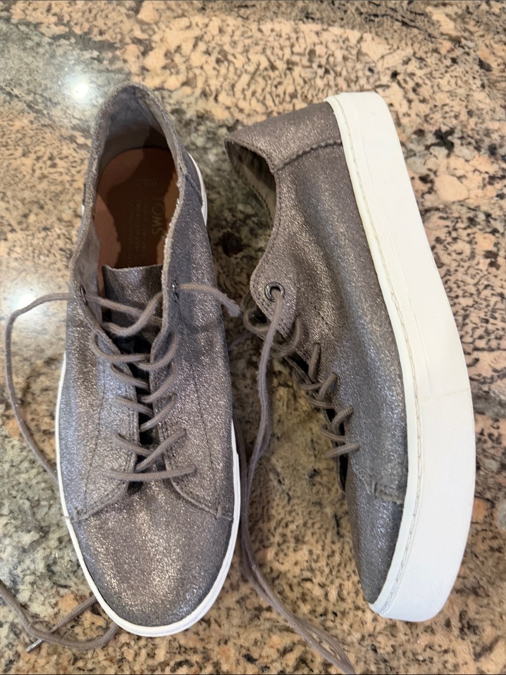 Toms Silver Glitter Platform Sneakers